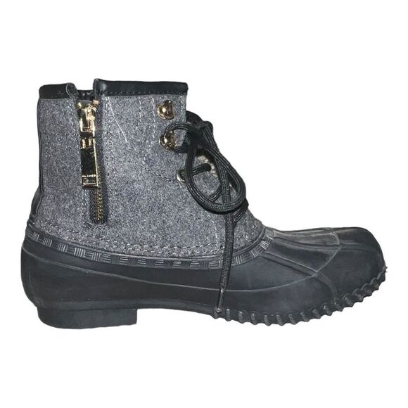 Tommy Hilfiger Roan Lace-Up Duck Boots Side-Zip Rubber Lined Gray Black 8M - Picture 5 of 11